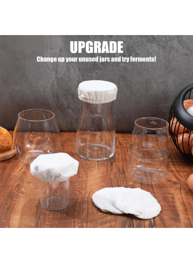 Cloth Covers for Sourdough Starter Jars Or Kombucha Kefir Fermentation Cheese Fabric Lids Bread Fermentation Cover Elastic Cotton Cloth Linen Covers for Jars Mouth from 3-4 inch - Image 4